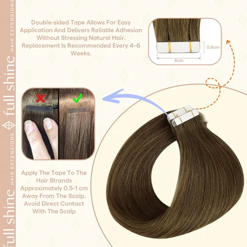 Vista 81 de Full Shine - Extensiones de cabello humano con cinta, mezcla de rubio hongo # 8 castaño ceniza resaltado 60 rubio ceniza