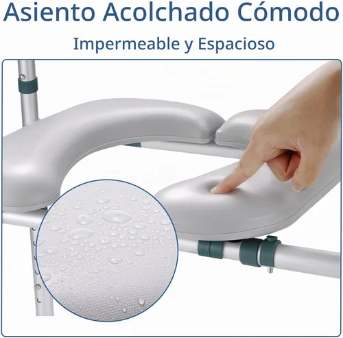 Vista 5 de Asiento de inodoro elevado con asas, elevador de asiento de inodoro elegible para personas mayores con altura y ancho ajustables, asiento de inodoro