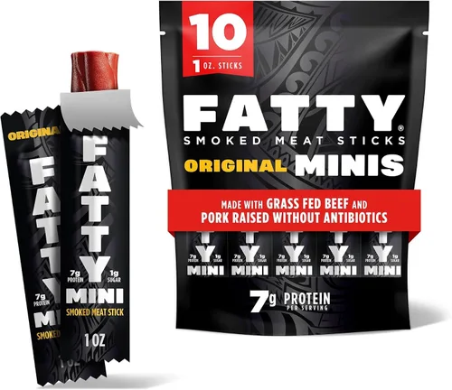 Vista 8 de FATTY Mini palitos de carne cecina, Original Minis, 1 oz.