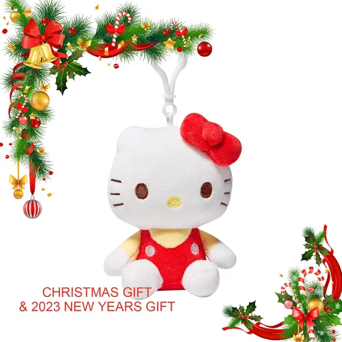Vista 2 de Llavero de dibujos animados con colgante de muñeca linda clásica de peluche linda niña accesorios llavero colgante Rojo