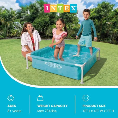 Vista 2 de Intex - Piscina infantil miniatura de vinilo duradero de 4 pies x 12 pulgadas, piscina sobre el suelo para niños y enseñanza para bebés de 3 años