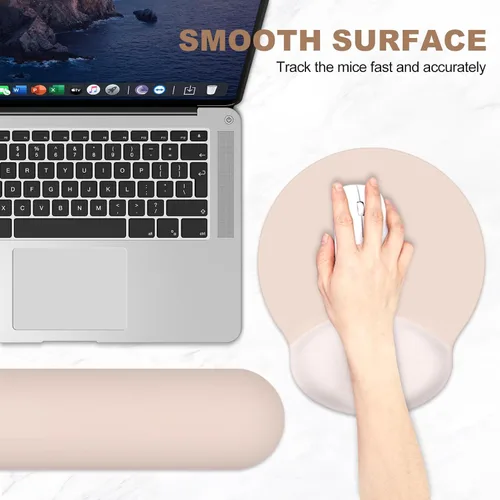 Vista 5 de AIMSA Alfombrilla de mouse con soporte para reposamuñecas, juego de reposamuñecas para teclado, alfombrilla ergonómica de espuma viscoelástica