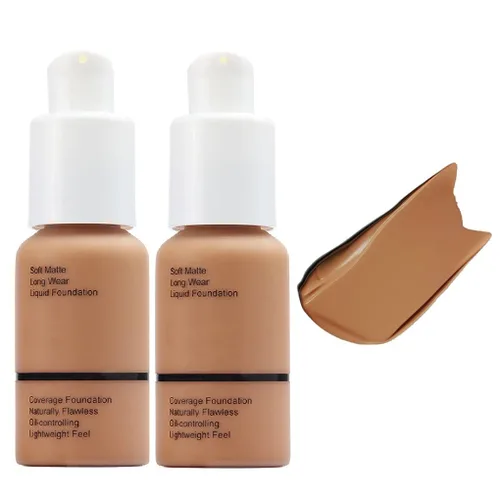 Vista 14 de Phoera - Base de maquillaje líquida mate suave sin imperfecciones, corrector de larga duración, resistente al agua, de cobertura total