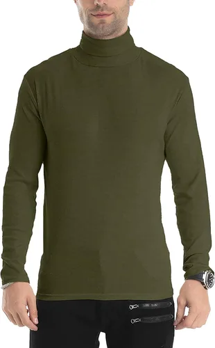 Vista 51 de Camiseta de manga larga para hombre, ajustada, ligera, con cuello de tortuga