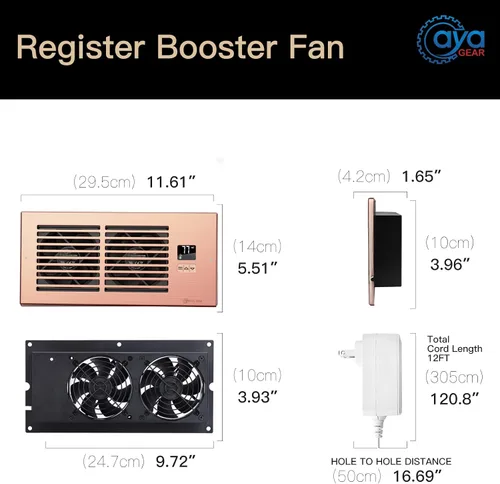 Vista 5 de Ventilador de refuerzo Register para agujeros de 4" x 10", marrón