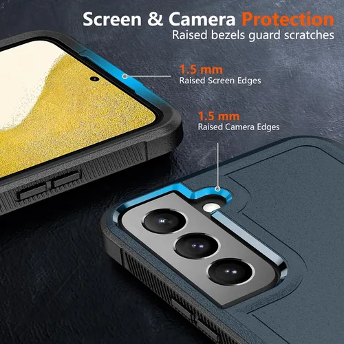 Vista 4 de SPIDERCASE Funda para Samsung Galaxy S22 5G, [protección contra caídas de grado militar de 10 pies] Antideslizante [Paquete de 2] Protector de Azul
