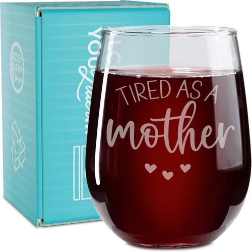 Vista 11 de On The Rox Drinks Regalos de vino para mamá, copa de vino grabada sin tallo de 17 onzas con texto en inglés "Parenting Takes A Vineyard", única y 1