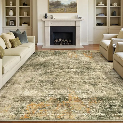 Vista 149 de PureCozy Alfombra de área beige de 2 x 3 pulgadas, lavable, vintage, pequeña, para entrada, cocina, suave, retro, floral, de pelo bajo, tapete