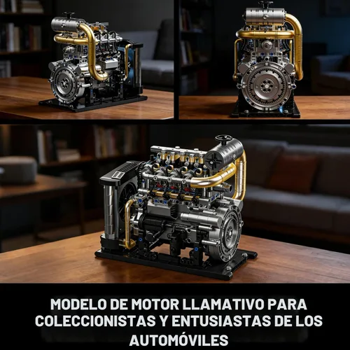 Vista 5 de Kit de modelo de motor diésel que funciona para adultos, MOC Mini en línea de 4 cilindros diésel con motor, compatible con Lego, juguete STEM