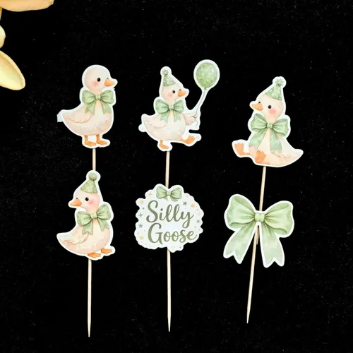 Vista 4 de ALISSAR 36 adornos verdes para cupcakes de ganso tonto, decoración