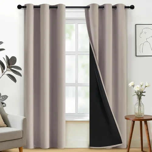 Vista 169 de SimpleHome - Cortinas opacas 100% para recámara, cortinas de ventana con ojales beige, con aislamiento térmico, cortinas de oscurecimiento