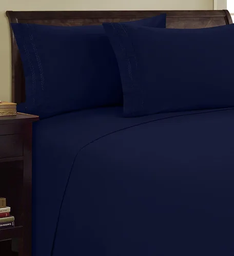 Vista 2 de Elegant Comfort 1800 Premier Chain Design - Juego de sábanas de 4 piezas, lujoso, sedoso, suave, resistente a las arrugas y a la decoloración