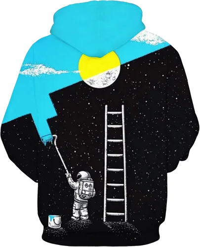 Vista 2 de Sudaderas unisex con estampado digital 3D con capucha y diseño de galaxia