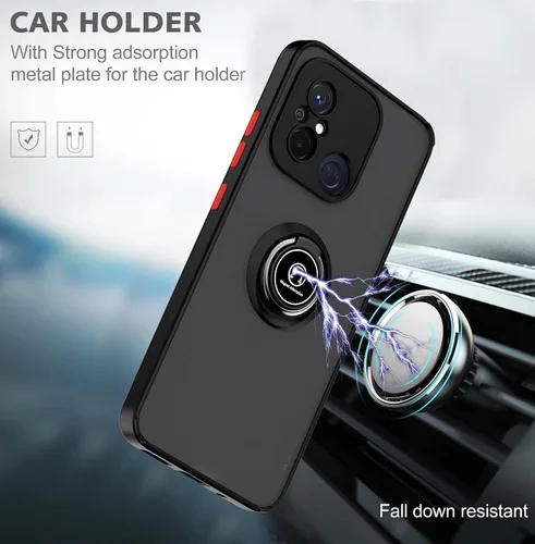Vista 4 de QUIETIP Funda compatible con Xiaomi Redmi 12C / Redmi 11A con protector de pantalla, TPU + policarbonato duro a prueba de golpes, anillo magnético