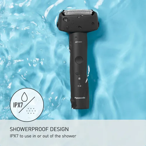 Vista 5 de Panasonic Maquinilla de afeitar eléctrica para hombres, afeitadora en seco y húmedo con sistema de corte de 3 cuchillas, mango ergonómico y carga