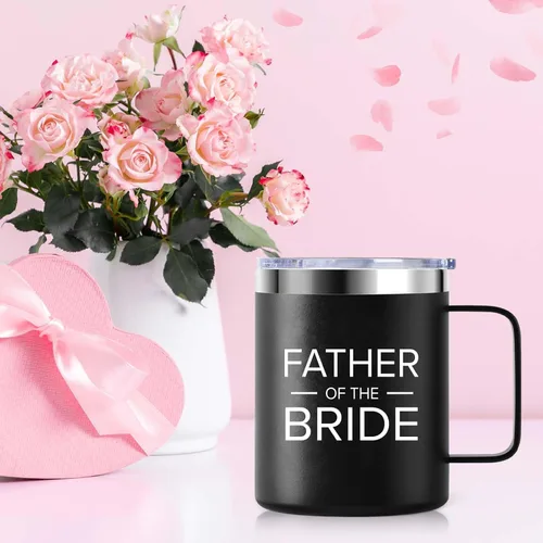 Vista 3 de kwsnatel Taza de acero inoxidable aislada al vacío de 12 onzas con tapa, regalo para papá, novia, despedida de soltera, boda, fiesta de compromiso