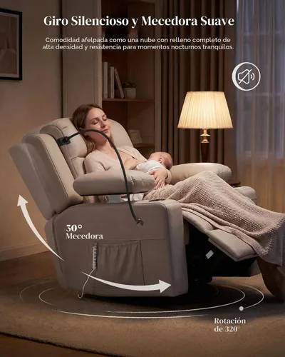 Vista 5 de Silla reclinable giratoria eléctrica con reposabrazos ajustables