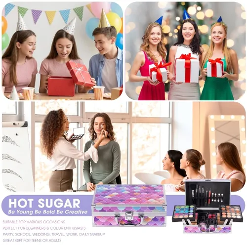 Vista 6 de Hot Sugar Kit de maquillaje para niñas de 10 a 12 años, juego de maquillaje para niñas de 8 a 12 años, 14 a 16 años, caja de belleza con cosméticos