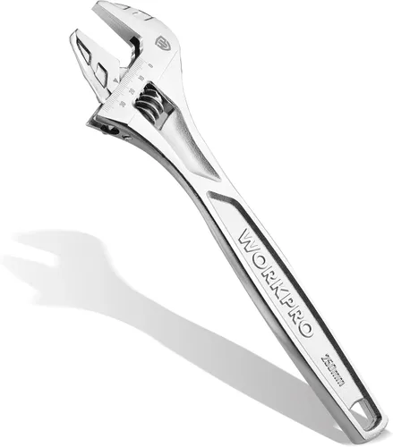 Vista 13 de WORKPRO - Llave ajustable de 4 pulgadas de servicio pesado con escala imperial y métrica, llave premium de acero Cr-V, cromada