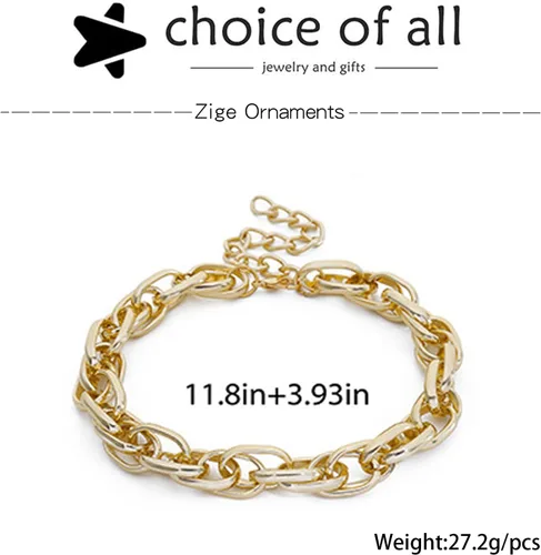 Vista 7 de Collar grueso de oro para mujer, gargantilla de oro, collar grueso de hip pop, collar de oro, joyería apilable, collar de barra en T, trajes