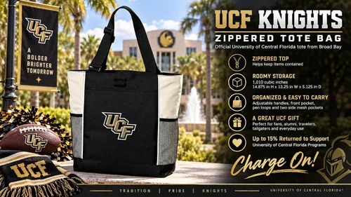 Vista 2 de Broad Bay UCF Tote Bags University of Central Florida Totes Negro
