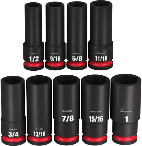 Vista 2 de Compatible con Milwaukee 49-66-7022 SHOCKWAVE Juego de llaves de vaso SAE de 6 puntos de 1/2 pulgada - 9 piezas - 2
