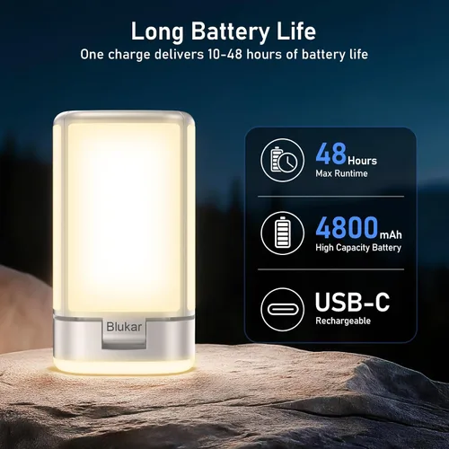 Vista 5 de Blukar 116 LED linterna de camping recargable, 7 modos de iluminación luz Gris Cálido