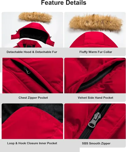 Vista 5 de Pursky Chaqueta acolchada impermeable para hombre, abrigos de burbujas de invierno, parka de esquí con capucha