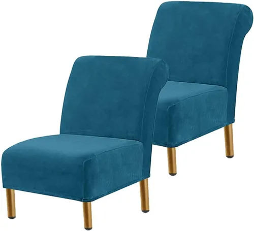 Vista 24 de Funda para silla decorativa sin brazos, de terciopelo elástico, extraíble, lavable, protector moderno de muebles con parte inferior elástica