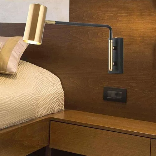 Vista 2 de Lámpara de pared con brazo oscilante ajustable, lámpara de pared LED postmoderna retro industrial para decoración interior para dormitorio, pasillo