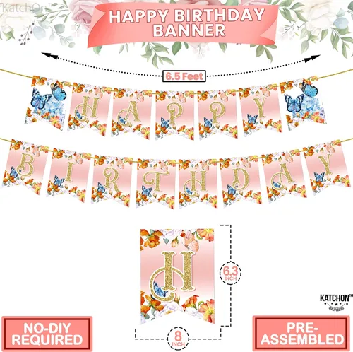 Vista 4 de KatchOn, Cartel grande de mariposa de feliz cumpleaños – NO DIY Cartel de mariposa de feliz cumpleaños Cartel de feliz cumpleaños de hadas