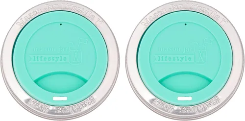 Vista 20 de Tapa de silicona para beber con banda de acero inoxidable para tarros Mason (Americana multicolor, boca regular)