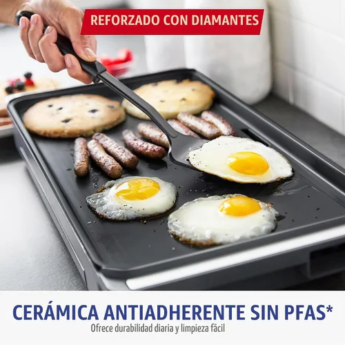 Vista 2 de Blue Diamond Plancha eléctrica extra grande de 20 x 10.5 pulgadas, superficie antiadherente de cerámica saludable, no tóxica sin PFAS, control