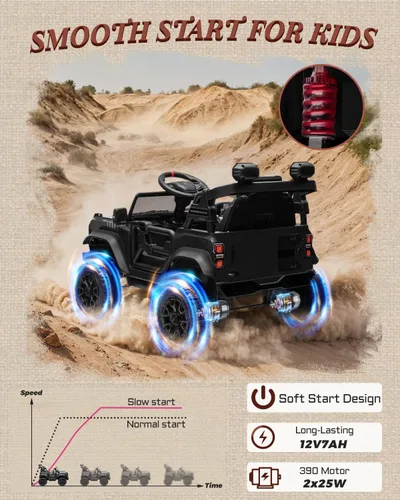 Vista 6 de First Ride On 12V Juguetes de montarse para niños, vehículos eléctricos para niños con licencia Ford Bronco Raptor, coche a batería para niños