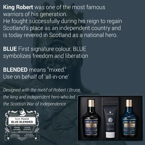 Vista 2 de Scott Hamish Blue Blended Set – Set de cuidado de la piel para hombres con lavado facial, tóner facial y emulsión facial – Kit de hidratación