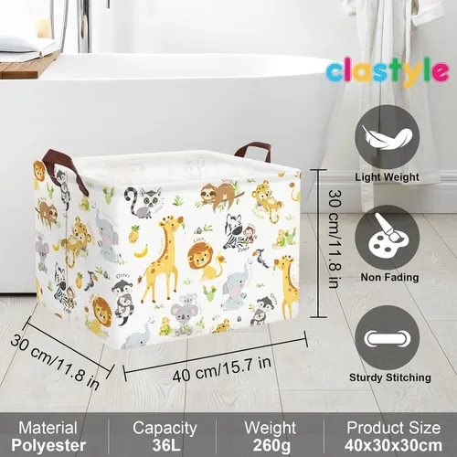 Vista 6 de Clastyle Cesta rectangular de almacenamiento para bebé, grande, plegable, para juguetes, cuarto del bebé, aula, libros, estantería, toalla de ducha