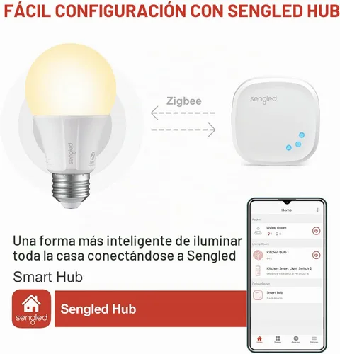 Vista 7 de Sengled Zigbee - Bombillas inteligentes, requiere concentrador inteligente, funciona con SmartThings y Echo con hub integrado, control de voz