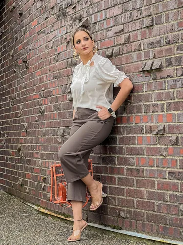 Vista 2 de Promover Pantalones capri para mujer de pierna ancha para yoga, recortados, con bolsillos, holgados, casuales, pantalones de verano