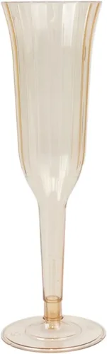 Vista 7 de Efavormart - Juego de 24 copas de champán de plástico de 6 onzas, diseño acampanado ámbar dorado transparente, vasos desechables con base desmontable