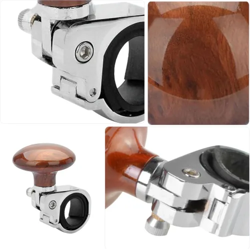 Vista 7 de VORCOOL Perilla giratoria para volante de madera, bola universal de mango de potencia suicida para automóviles, camiones, semistractores, barcos