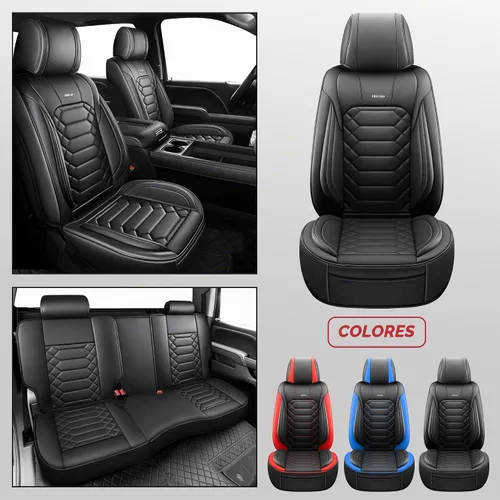 Vista 6 de FREESOO - Funda de asiento personalizada Silverado 1500/2500/3500 2014-2018, color negro custom fit, faux leather, waterproof, 5 seats, airbag