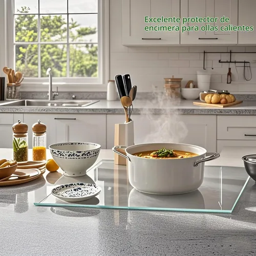 Vista 8 de LANGBOHOS Tablas de cortar de vidrio templado para cocina, tabla de cortar transparente para encimera, tabla de cortar antideslizante, protección