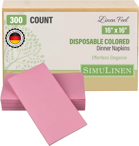 Vista 34 de SimuLinen Servilletas de Papel Desechables con Sensación de Lino Rosa Antiguo Rosa Empolvado – Servilletas de Cena de Boda Tipo Tela, Papel de Lujo