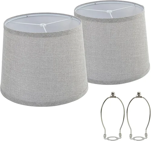 Vista 10 de Juego de 2 pantallas medianas para lámparas de mesa/de pie, pantallas de tambor de tela altas y medianas, 13" superior x 11" inferior x 10