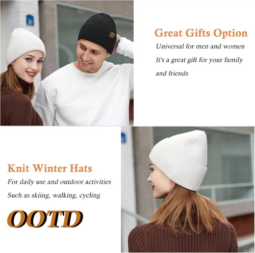 Vista 2 de Gorro de forro polar - Gorros de invierno para mujeres y hombres, gorro de calavera con puños, cálidos regalos térmicos y suaves