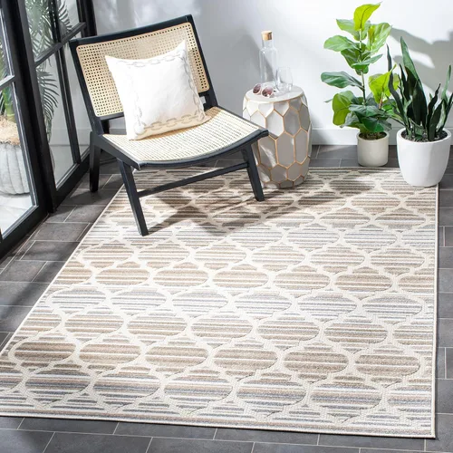 Vista 17 de SAFAVIEH Alfombra lavable para exteriores, colección Cabaña, 2'2" x 5', azul y gris, no desprende pelusa y fácil de limpiar, entrada puerta