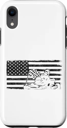 Vista 24 de iPhone 16 Go Kart Racing American Flag Vintage Case