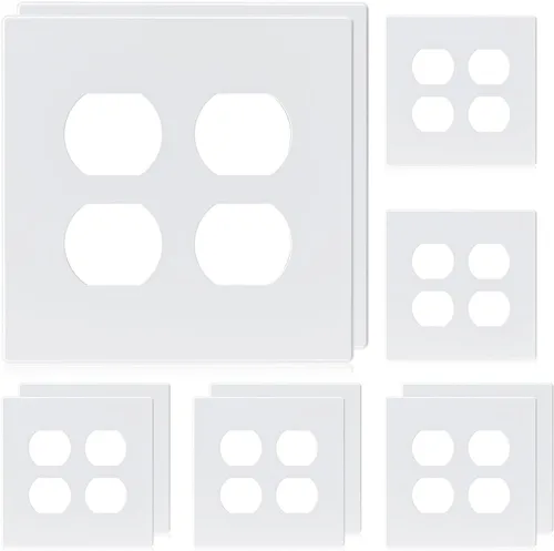 Vista 13 de ELEGRP Placas de pared para receptáculo dúplex de 2 segmentos, tamaño mediano, 4.88 pulgadas de alto x 4.94 pulgadas de largo, cubierta frontal