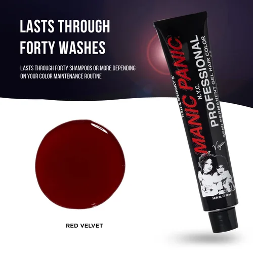 Vista 2 de Manic Panic Tinte de gel semipermanente de terciopelo rojo cereza profesional, color rojo cereza brillante, brilla bajo la luz negra, dura más de 40