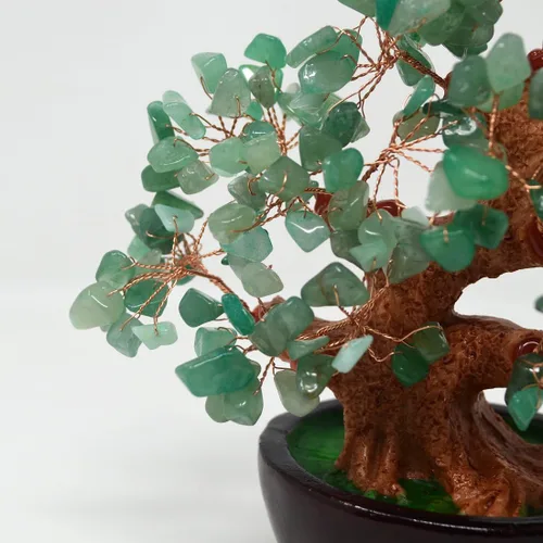 Vista 6 de Feng Shui HN130 - Árbol de dinero de cristal verde natural para la riqueza y la suerte
